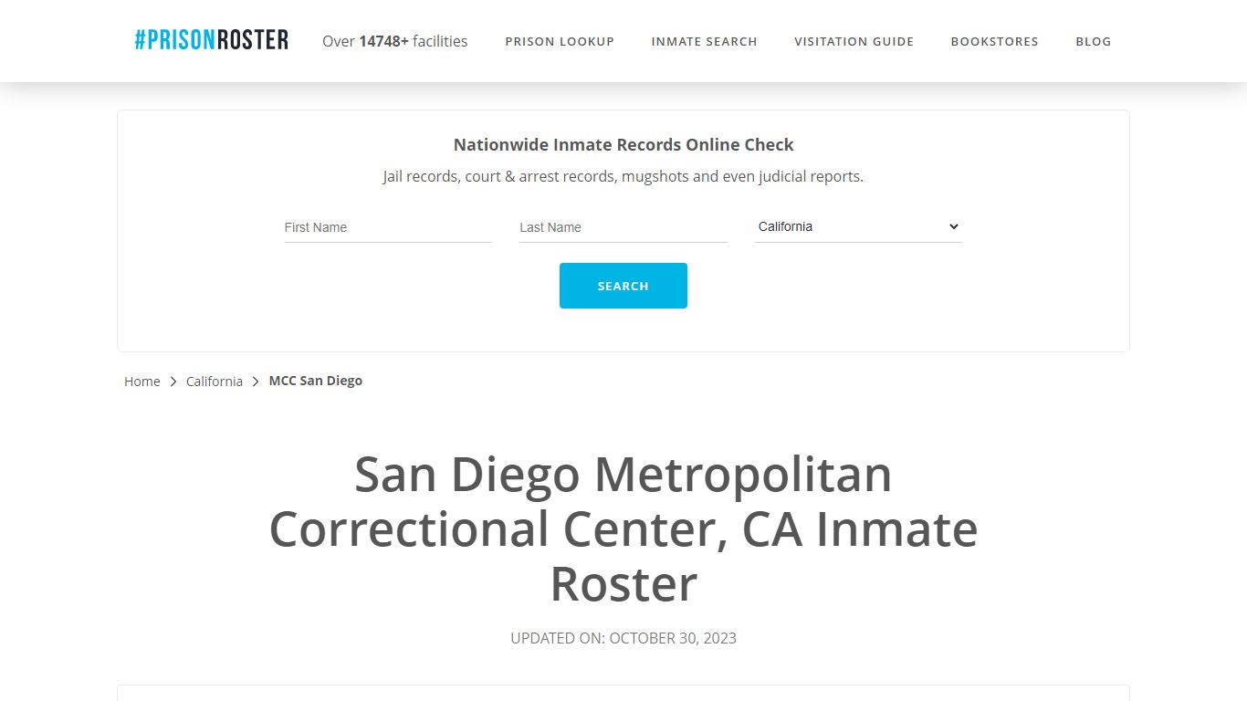 San Diego Metropolitan Correctional Center, CA Inmate Roster - Prisonroster